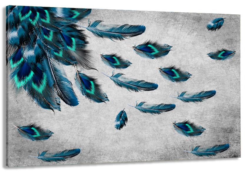 Картина на холсте в гостиную/спальню Перья Павлина 50х100 см (MLP_279)