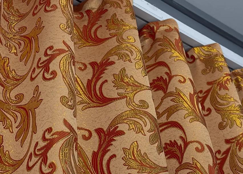 Тканина для штор жакард Завиток 1,45 м Помаранчевий/Золотистий (1646ш) - фото 7