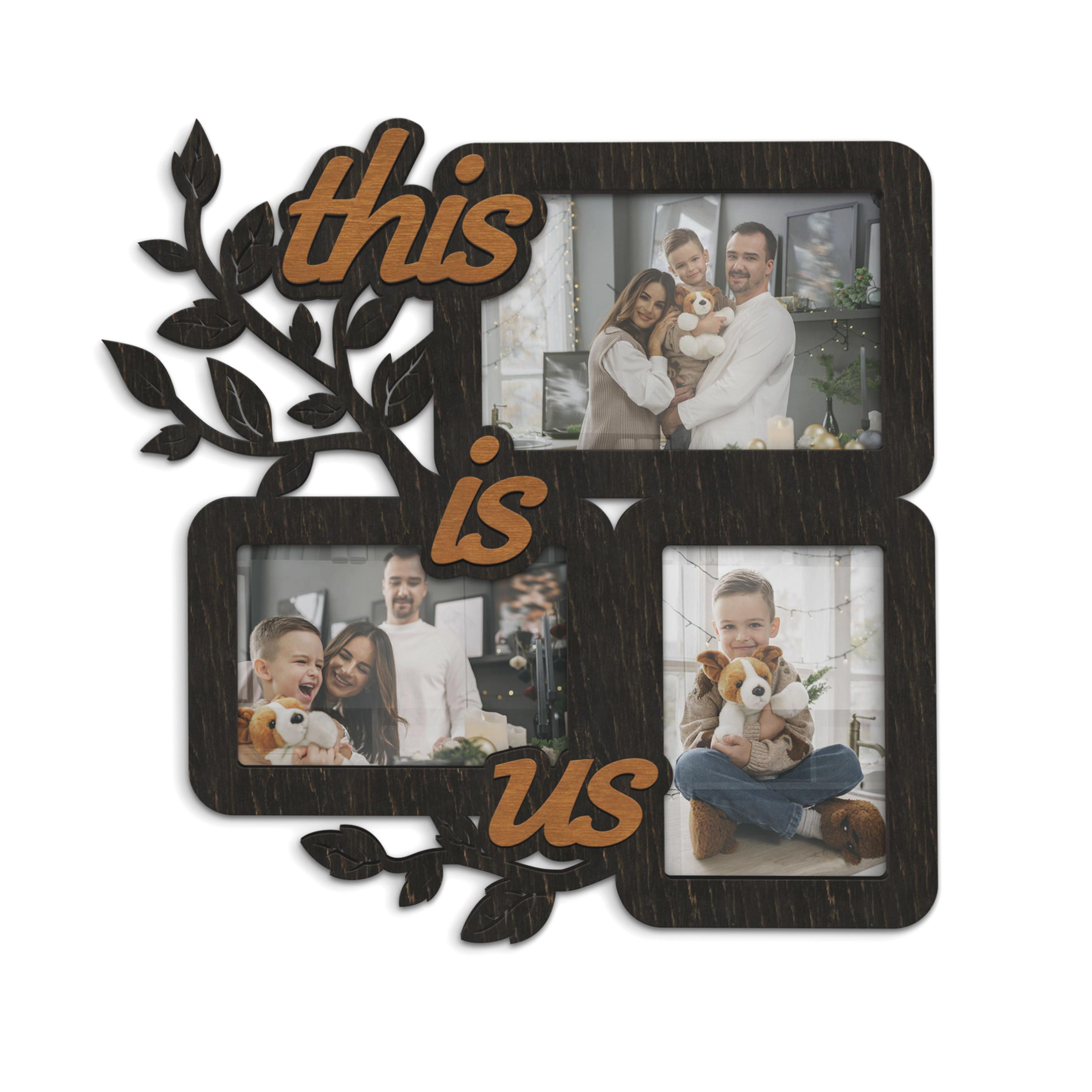 Фоторамка-коллаж The Frame Depot This is us с веточками с нанесением надписи на 3 фото Черный (tree_s-4) - фото 1