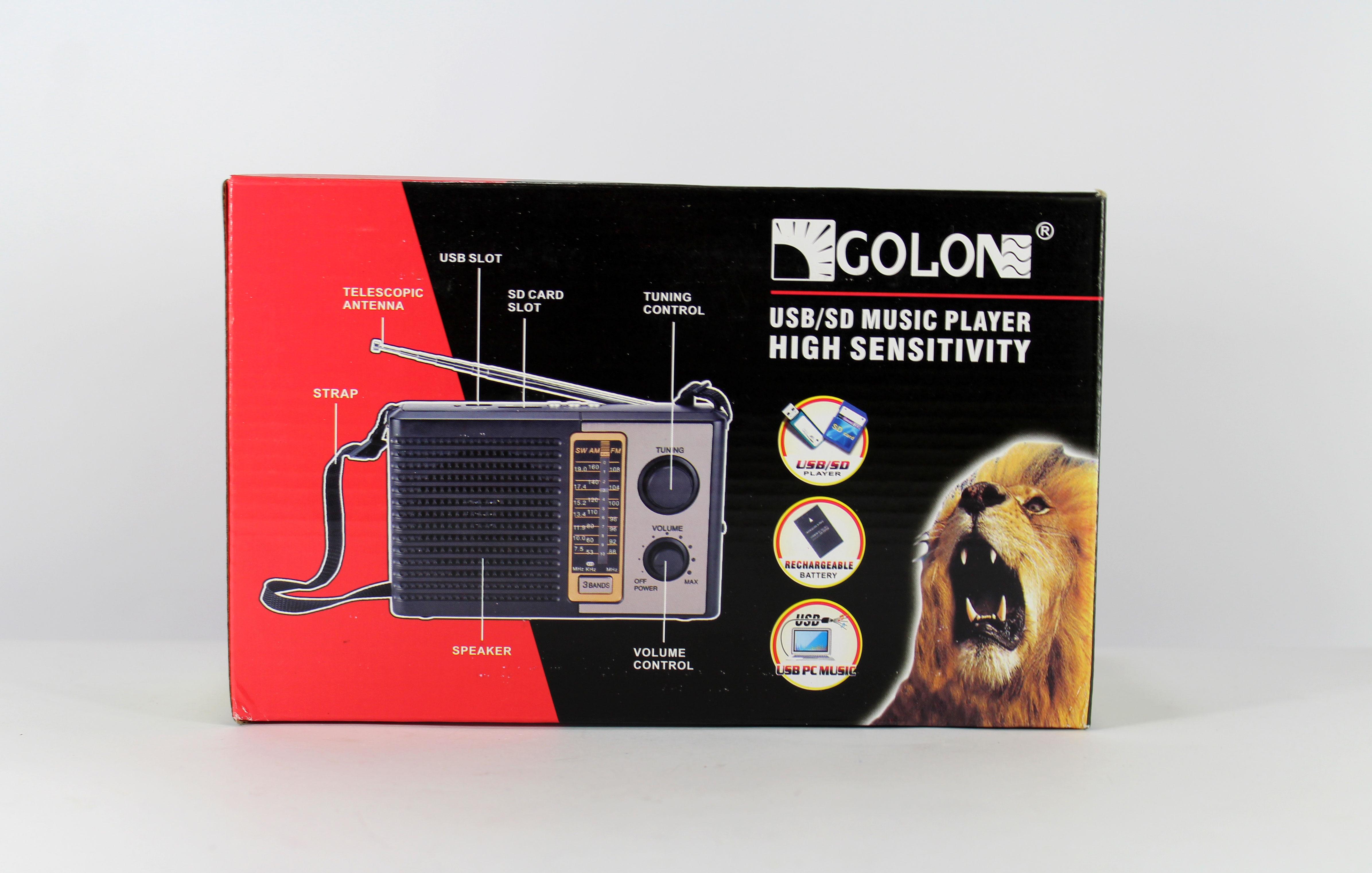 Портативная колонка Golon RX-F10UR AM/FM/SW с USB/SD-карт Black (0829) - фото 4 Портативная колонка Golon RX-F10UR AM/FM/SW с USB/SD-карт Black (0829) - фото 4