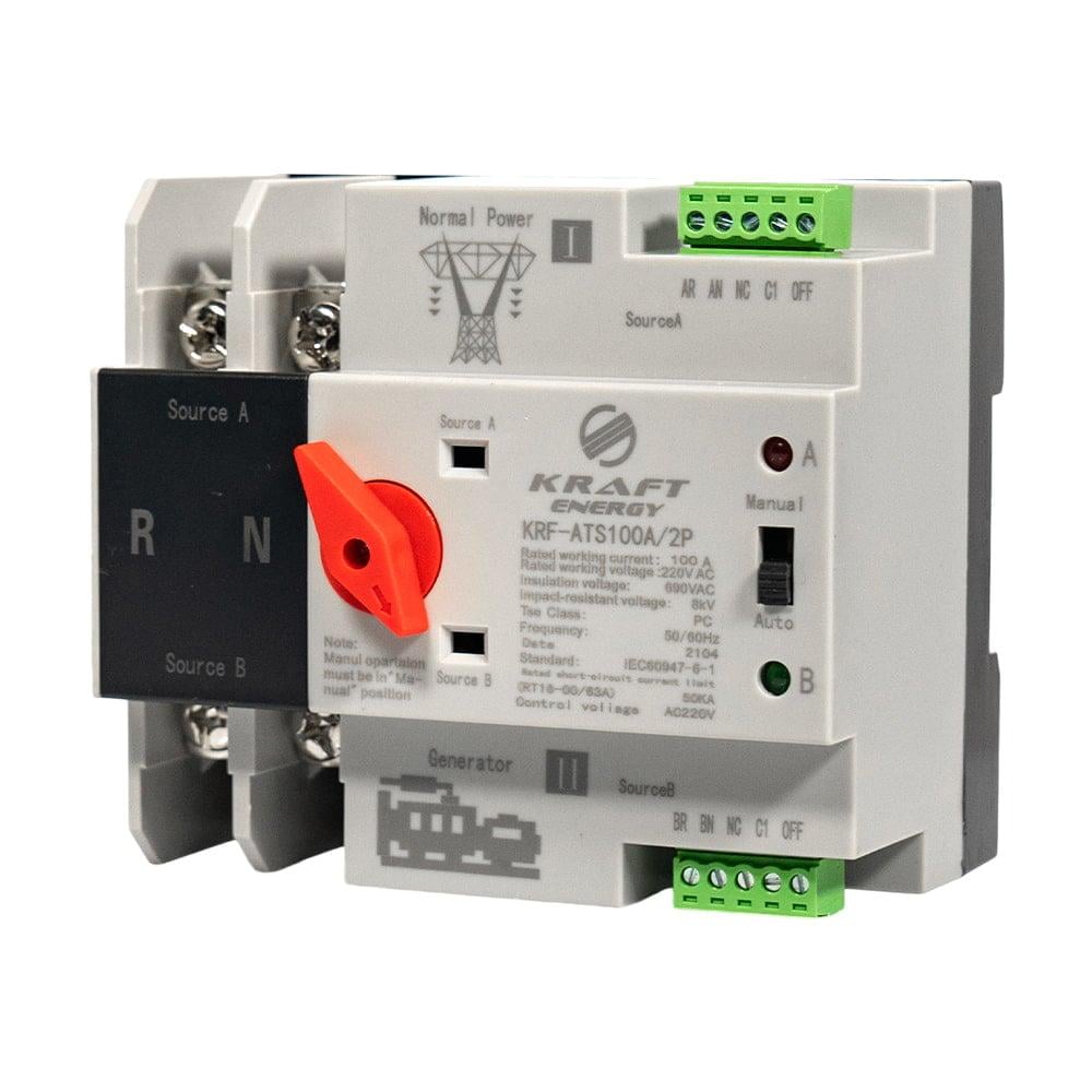 Автоматичний перемикач АВР під DIN-рейку Kraft KRF-ATS100A/2p (51-00100)