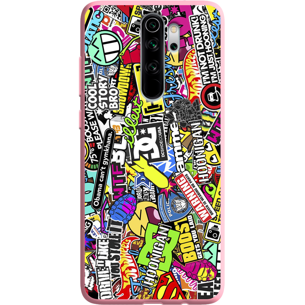 Чехол Boxface Xiaomi Redmi Note 8 Pro Multicolored Inscriptions Розовый силикон (38222-up880-38668)