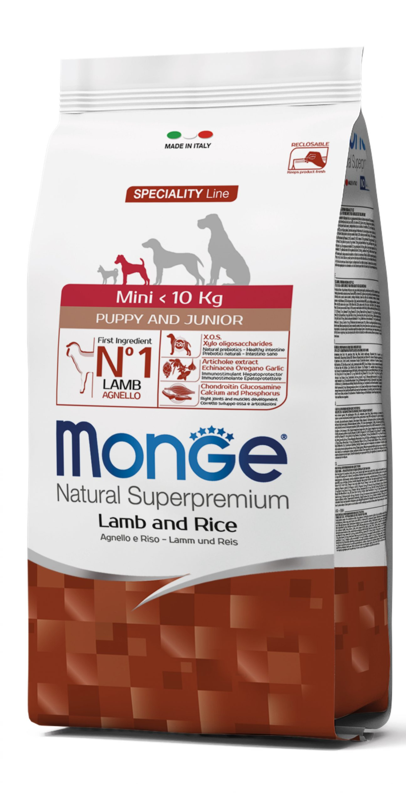 Корм сухий для цуценят і юніорів малих порід Monge DOG Mini Puppy&Junior з ягням та рисом 15 кг