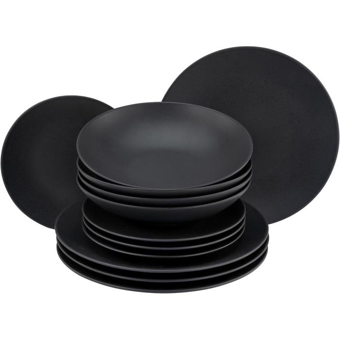 Набір тарілок Creatable Soft Touch Black на 4 персони 12 пр. Чорний (33497724)