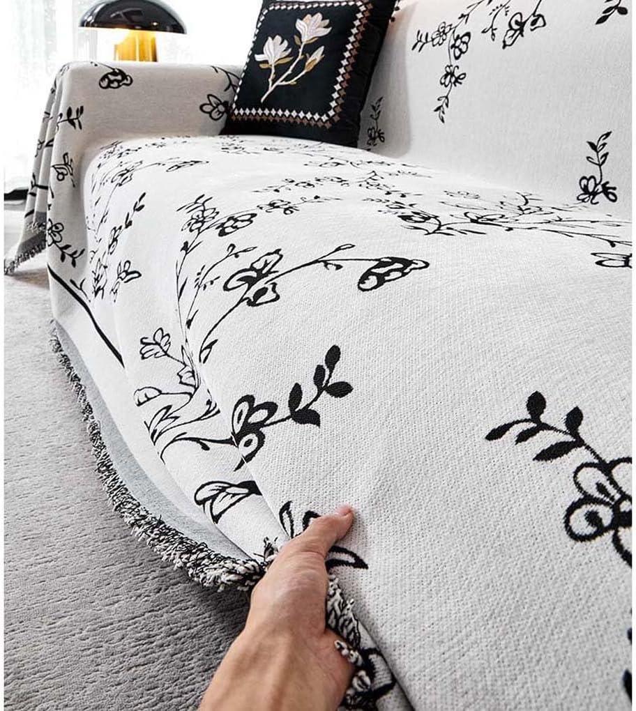 Плед покривало на диван та ліжко для м'яких меблів з чорним квітковим візерунком 180х230 см Білий - фото 3