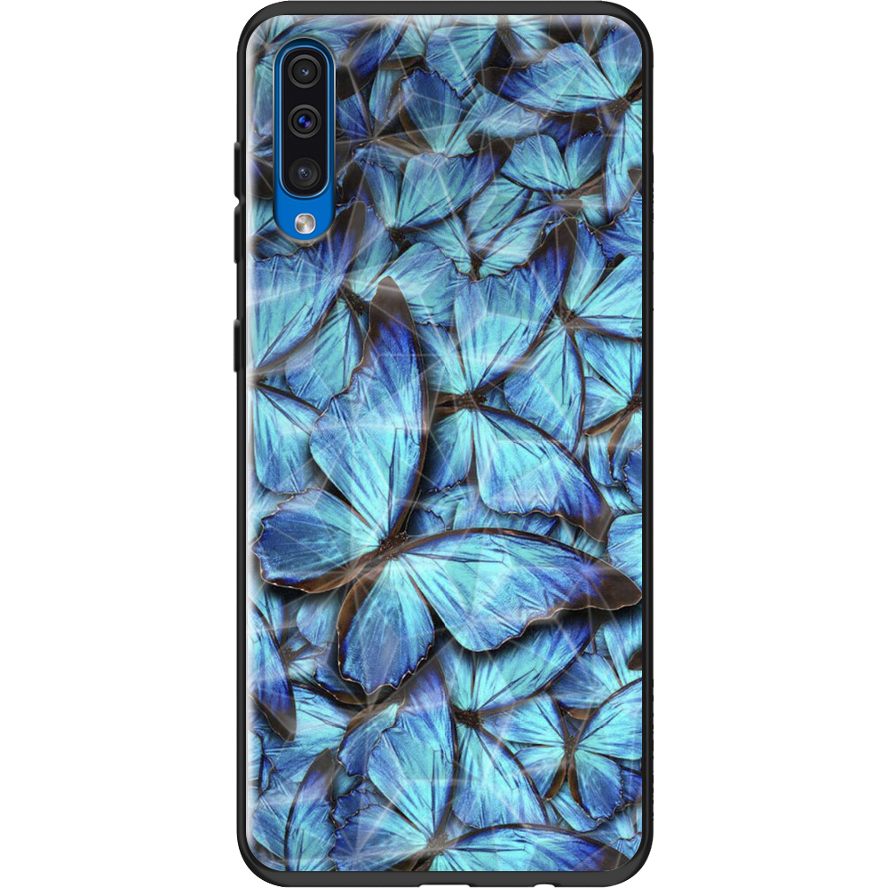 Чехол Boxface Samsung A505 Galaxy A50 лазурные бабочки Черный силикон с призмой (36417-up1550-37862)