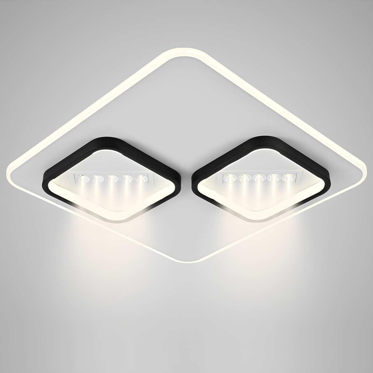 Люстра светодиодная Svet 144W+10W с точечной подсветкой 3000-6000К Белый/Черный (SY-16048/500 WH+BK)