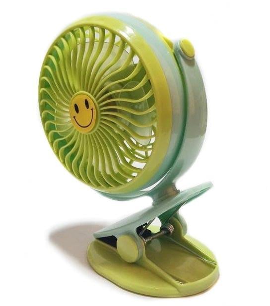 Вентилятор Mini Fan GF-175 USB з прищіпкою та змінним акумулятором 18650 Зелений (10958)