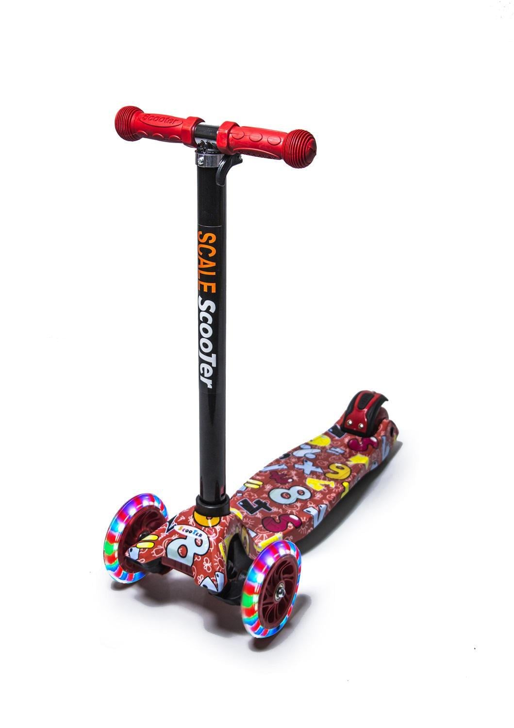 Самокат дитячий Scale Maxi Цифри/PU колеса/зі світлом Red (213563973)