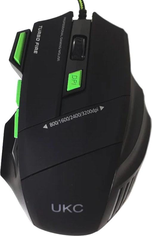 Мишка дротова ігрова UKC X7S 7D з килимком 6967 Black/Green - фото 1