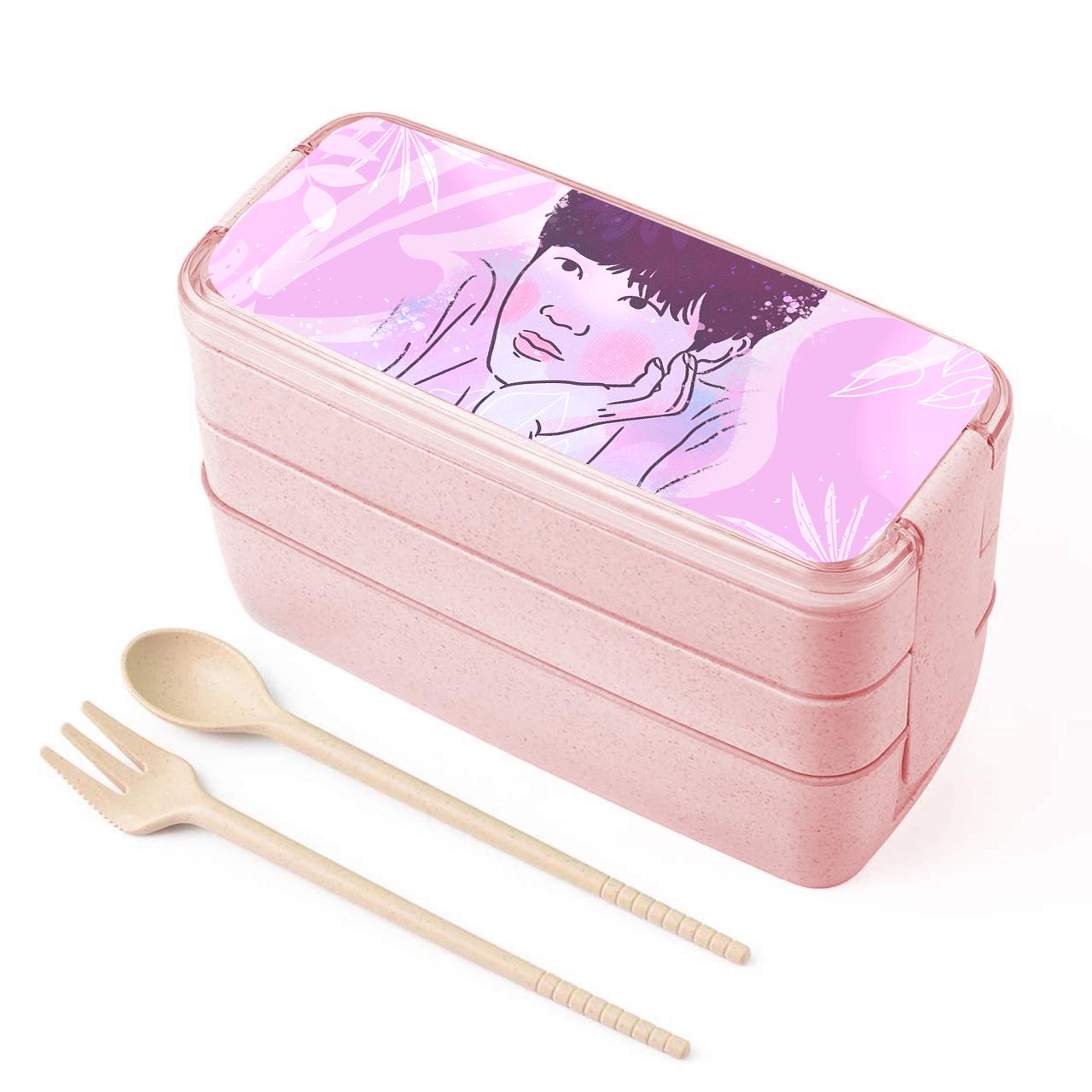Ланч-бокс Kim Seok Jin BTS 900 мл с вилкой и ложкой Розовый (34713-3259-PK)