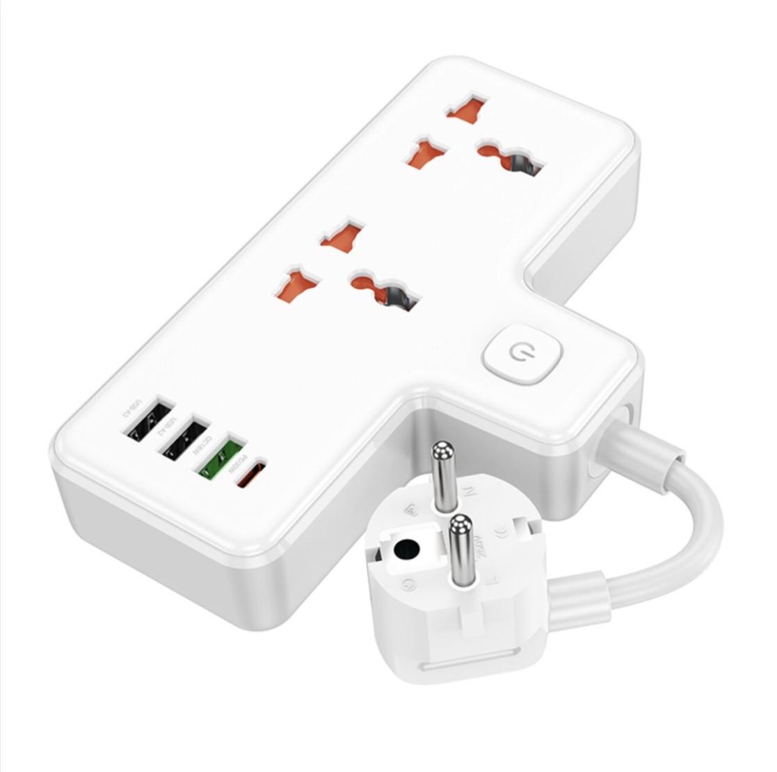 Мережевий подовжувач Hoco AC12A Reise 2-position Exspancion Socket PD30W/1C3A White - фото 4