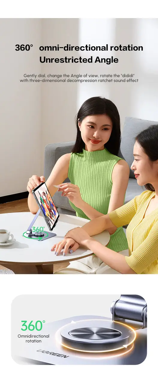 Підставка для смартфона UGREEN LP892 до 9.7'' алюмінієва з регулюванням нахилу 180° Grey (45858) - фото 7 Підставка для смартфона UGREEN LP892 до 9.7'' алюмінієва з регулюванням нахилу 180° Grey (45858) - фото 7