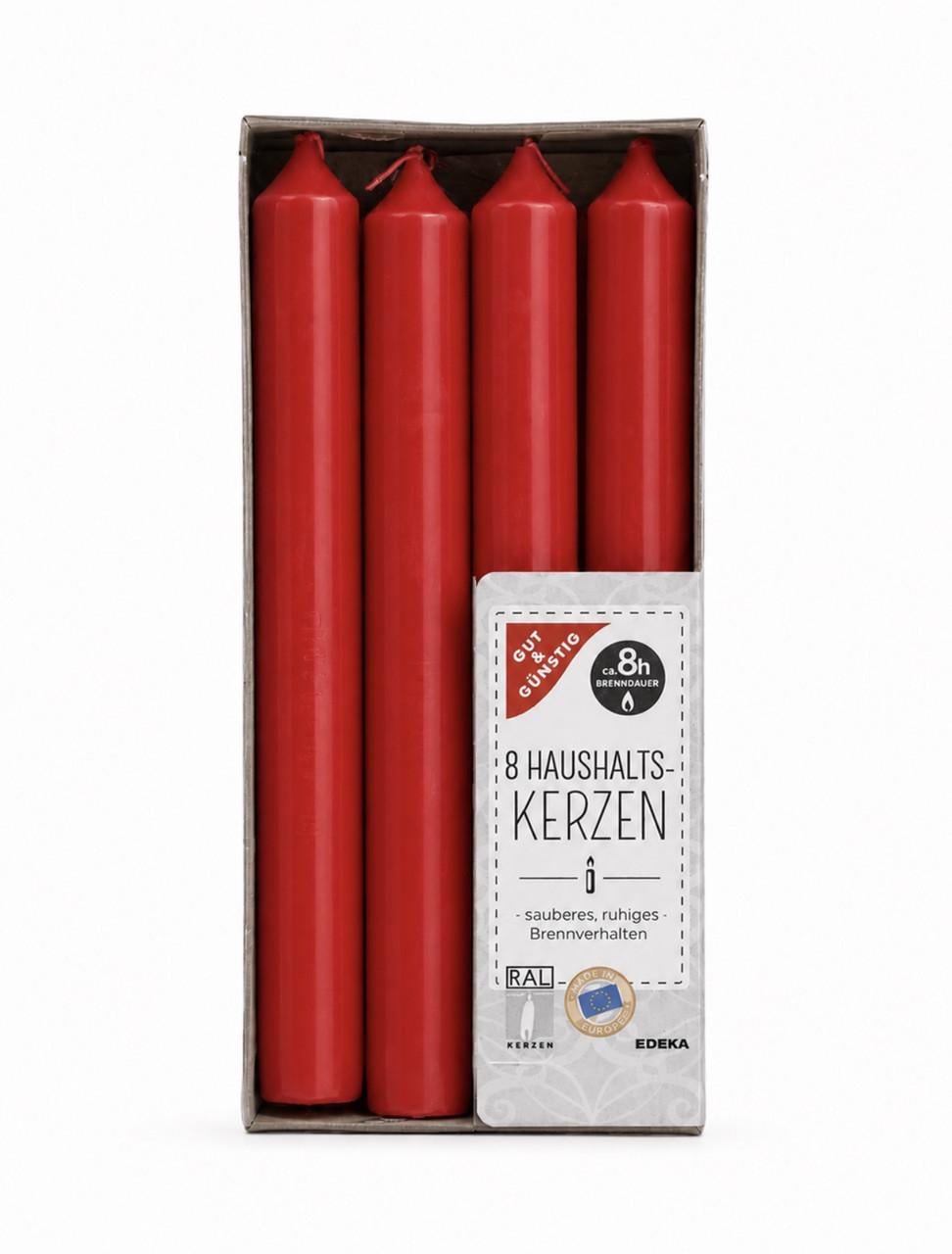 Свеча столовая Edeka red 210/19 мм 8 шт. (3159320924)