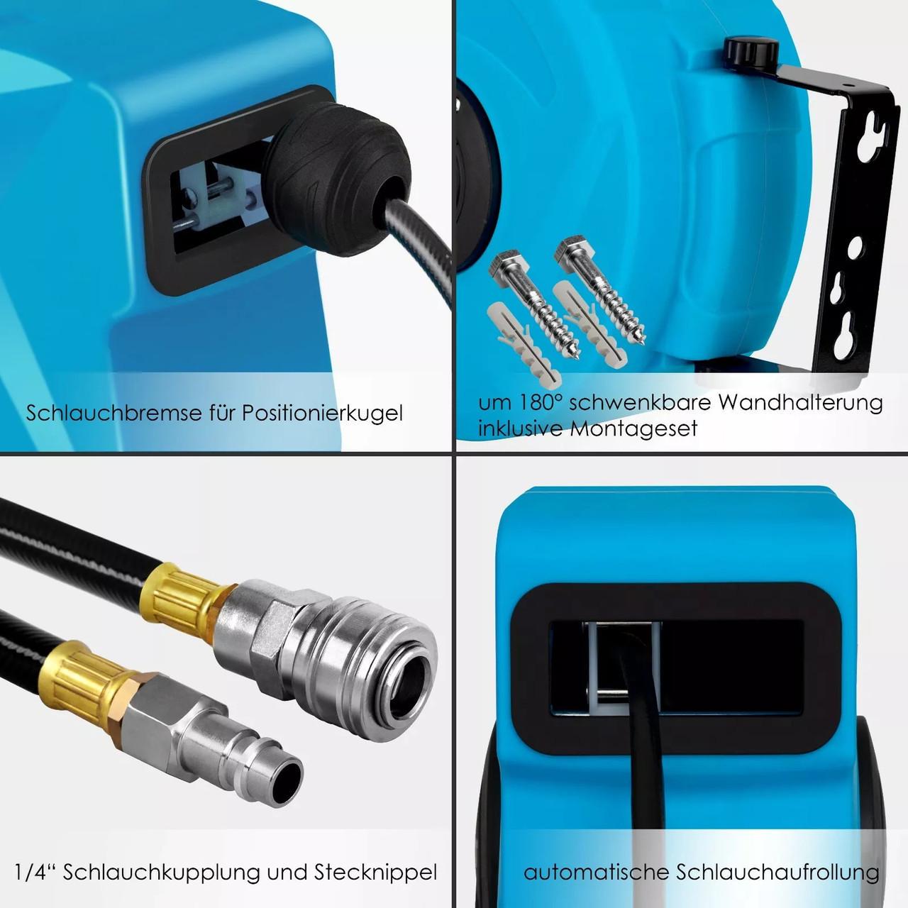 Шланг воздушный на автоматической катушке MASKO EU 1/4 барабан 10 м Синий - фото 5