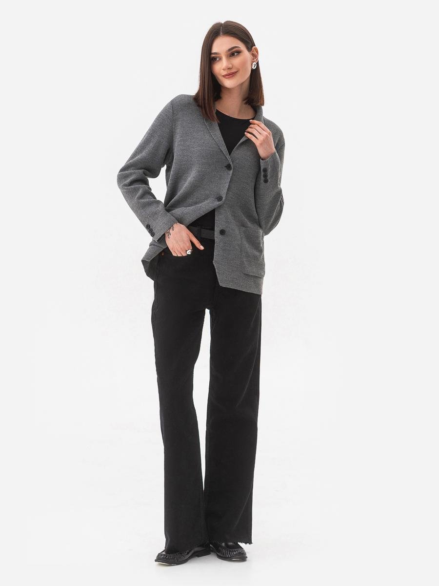 Пиджак легкий вязаный женский SVTR р. 42-50 Серый (596) - фото 3 Пиджак легкий вязаный женский SVTR р. 42-50 Серый (596) - фото 3