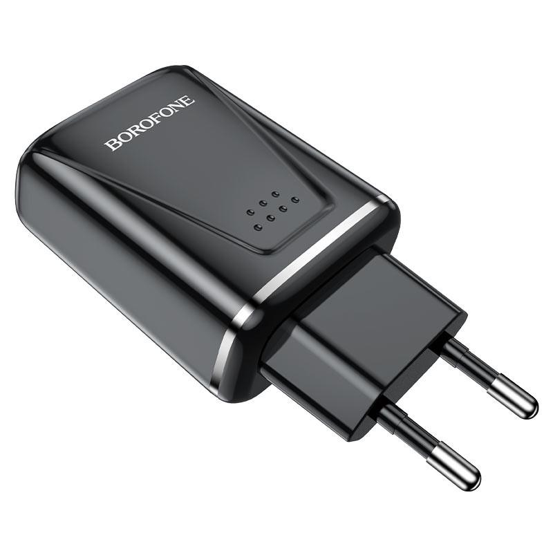 Зарядний мереживний пристрій універсальний Borofone BA54A QC3.0 2USB/3A/18W Black