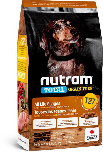 Корм сухой беззерновой для собак Nutram T27 Chicken and Turkey Small Dog 20 кг (24148544)