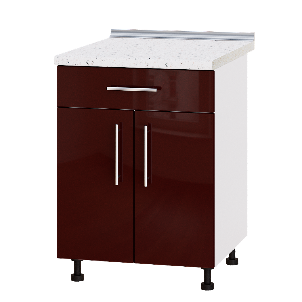 Шафа нижня Еверест Модерн модуль Низ Н75-600 60х47х85 см Бордо глянець/Білий (03026)