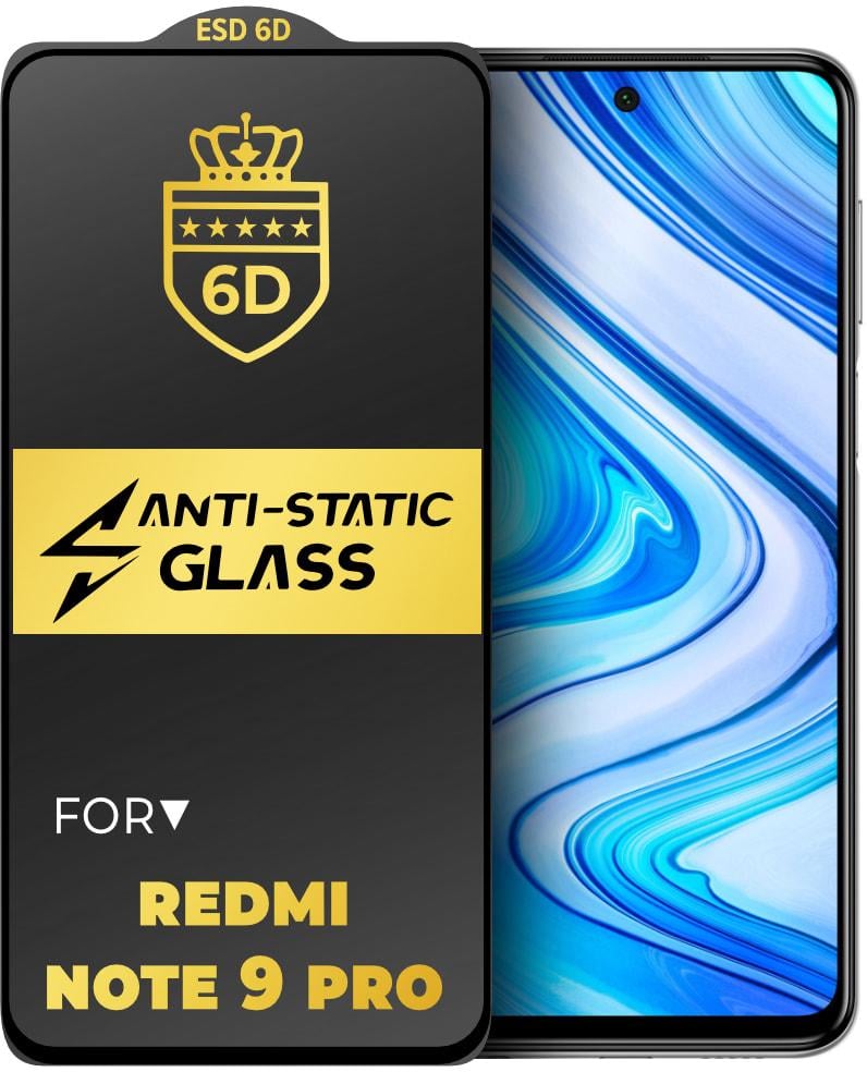 Стекло защитное 6D Anti-Static Xiaomi Redmi Note 9 Pro Glass Shield (34217)