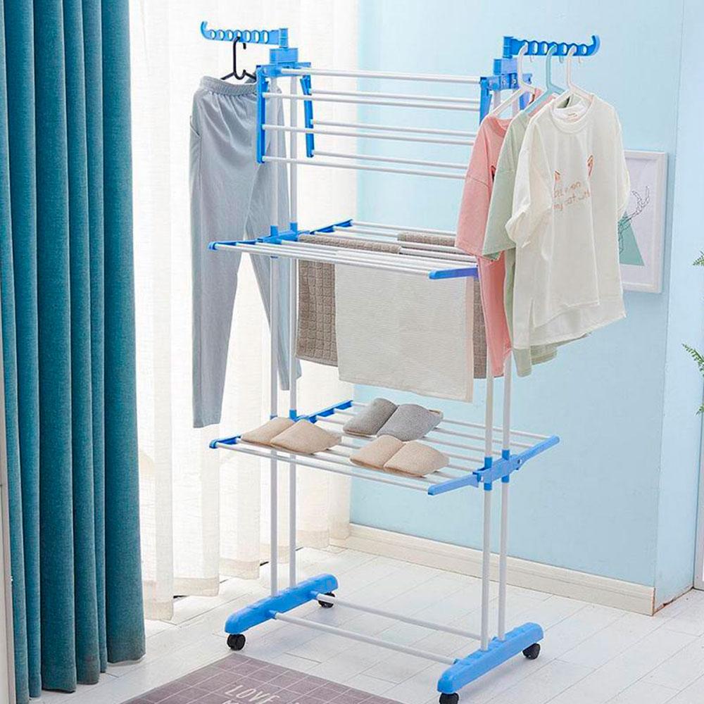 Многоярусная сушилка Garment rack with wheels для белья складная до 50 кг (G1522) - фото 5