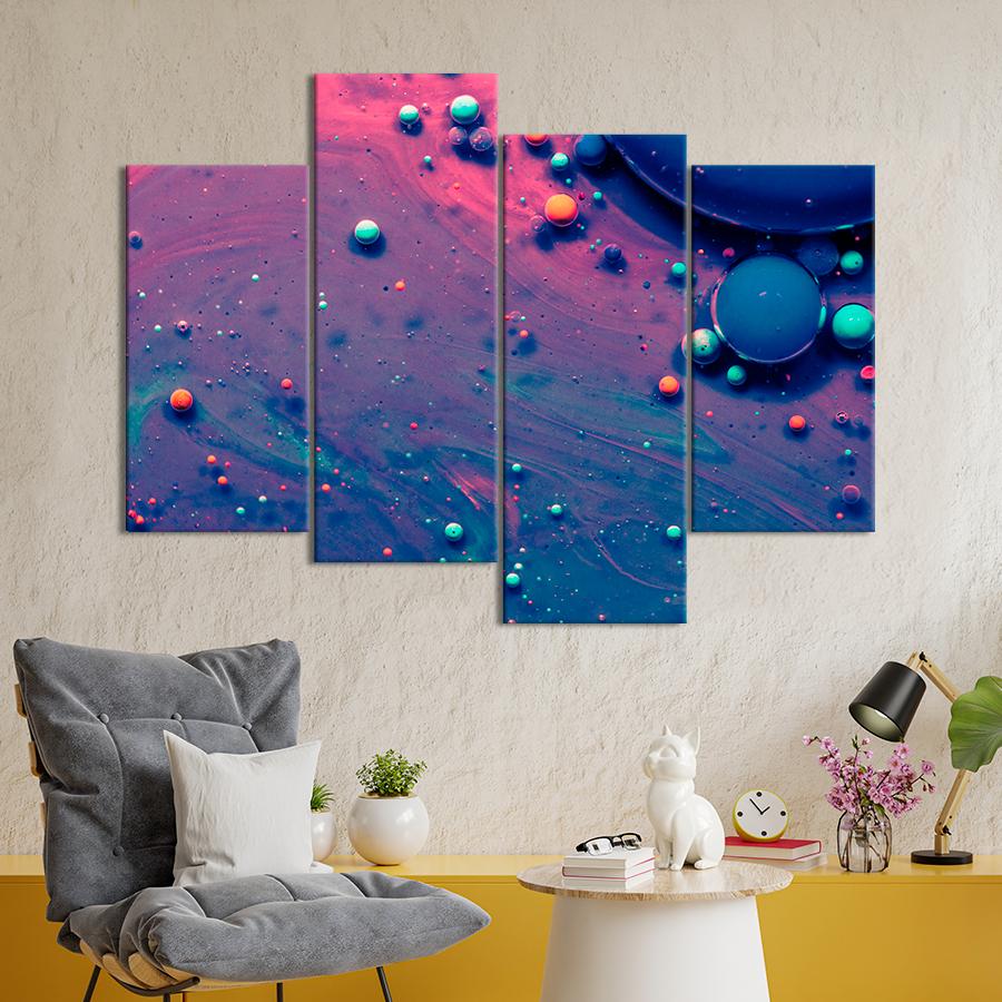 Картина абстракция Яркие капли на абстрактном фоне 149x106 см (A880-4)