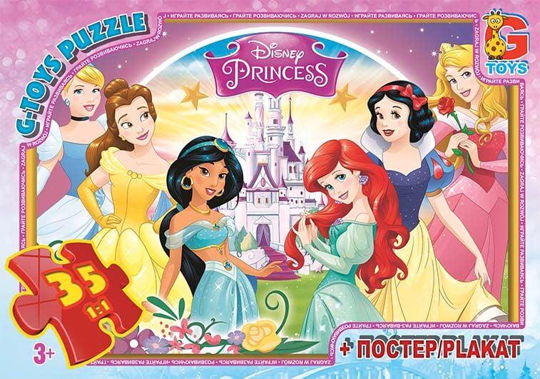 Пазл G Toys Принцессы Дисней 35 элементов с постером в коробке (111670)