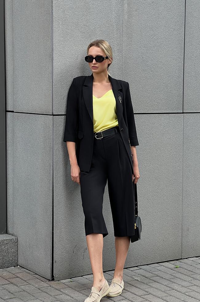 Костюм Lipar 0420 двойка пиджак/кюлоты р. 42 Черный (16916845)