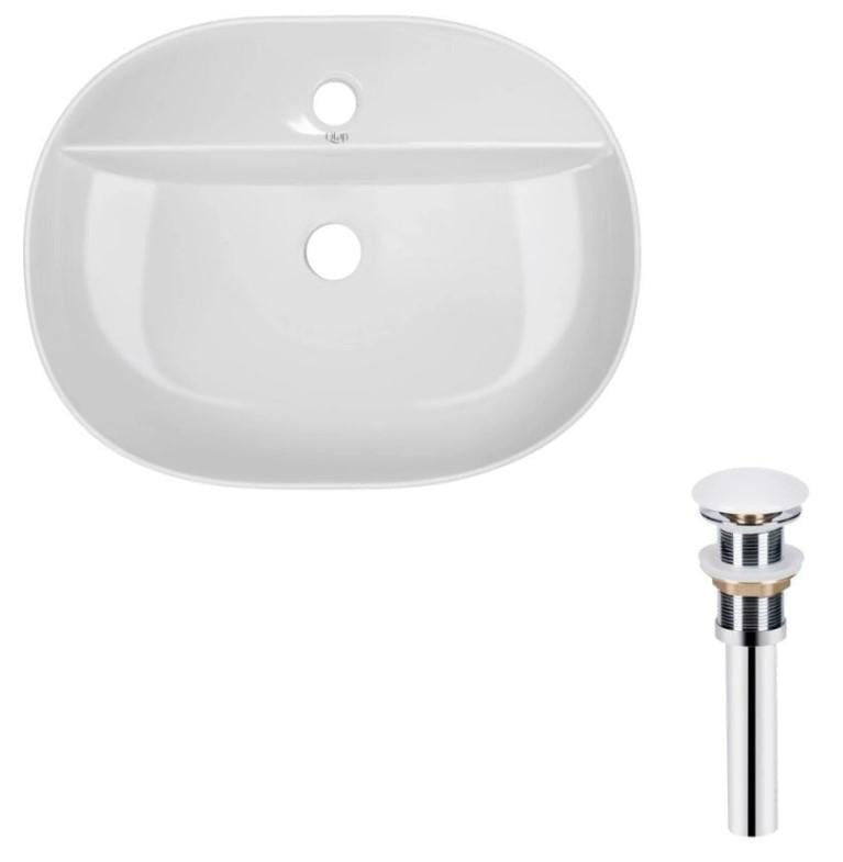 Раковина накладная овальная Qtap Scorpio 500x380x120 мм с донным клапаном PU02 White (QT14112202WN47313)