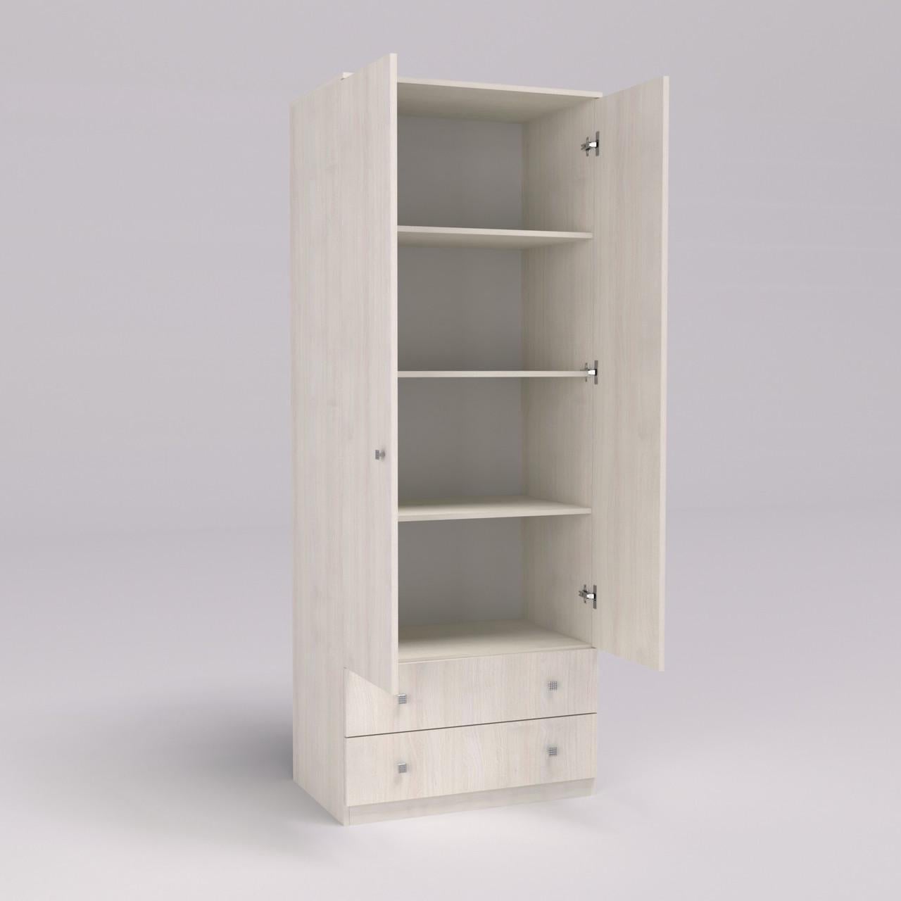 Шкаф платяной с полками и 2 ящиками Континент F 10 80х53х210 см Дуб шамоні світлий