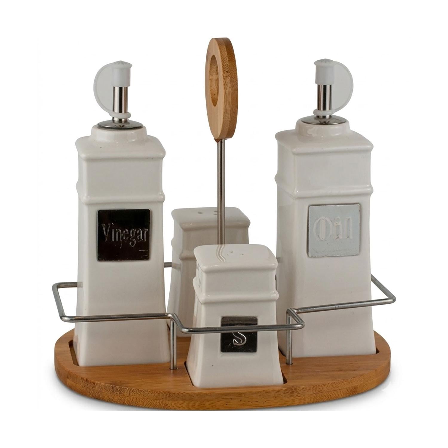 Набор YS0326 фарфоровый настольный 4 предмета соль/перец/масло/уксус