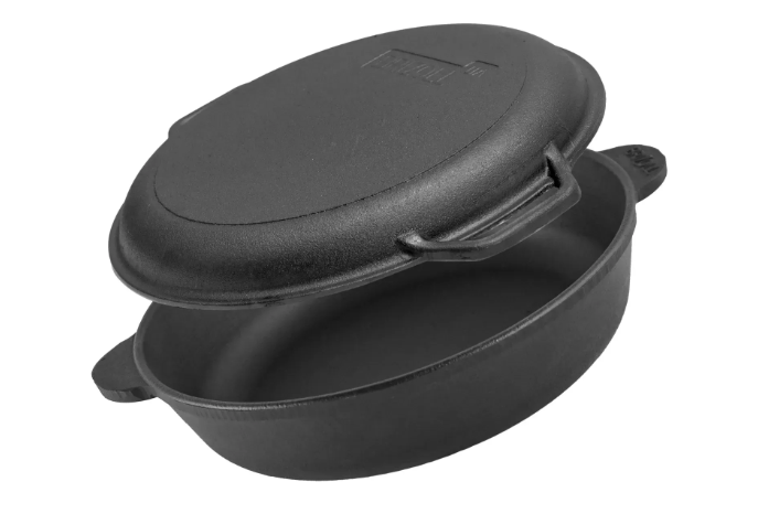 Сковорода-жаровня чугунная Brizoll monolith с чугунной крышкой-сковородой 280х60 мм (M2460U-2)