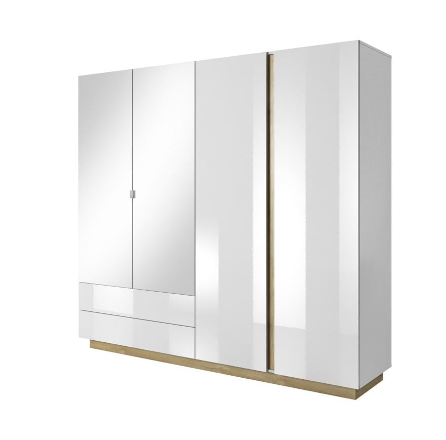 Шкаф для одежды Perfect Home Arco 4D2S/220 4-дверный с зеркалом Белый глянец/Дуб грандсон (PFH-091041) Шкаф для одежды Perfect Home Arco 4D2S/220 4-дверный с зеркалом Белый глянец/Дуб грандсон (PFH-091041)