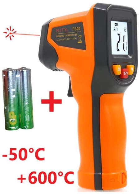 Термометр безконтактний цифровий NJTY від -50 до +600°C з лазерним покажчиком IR-інфрачервоний NJTY T600 2 батареї (98182058) - фото 2 Термометр безконтактний цифровий NJTY від -50 до +600°C з лазерним покажчиком IR-інфрачервоний NJTY T600 2 батареї (98182058) - фото 2