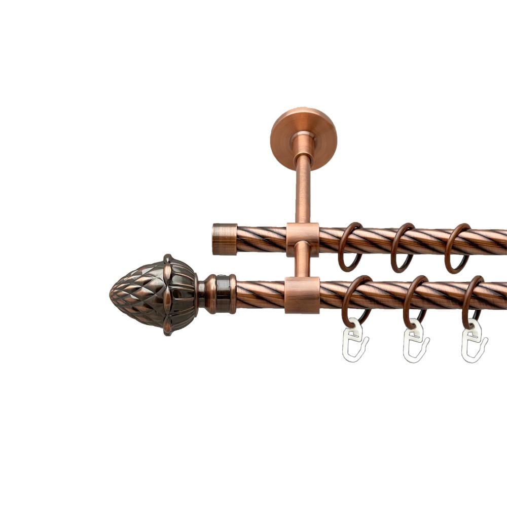 Карниз Orvit Цинара металевий дворядний закритий скручена труба кільце металеве 16/16 мм 240 см Мідь (00-00025385)