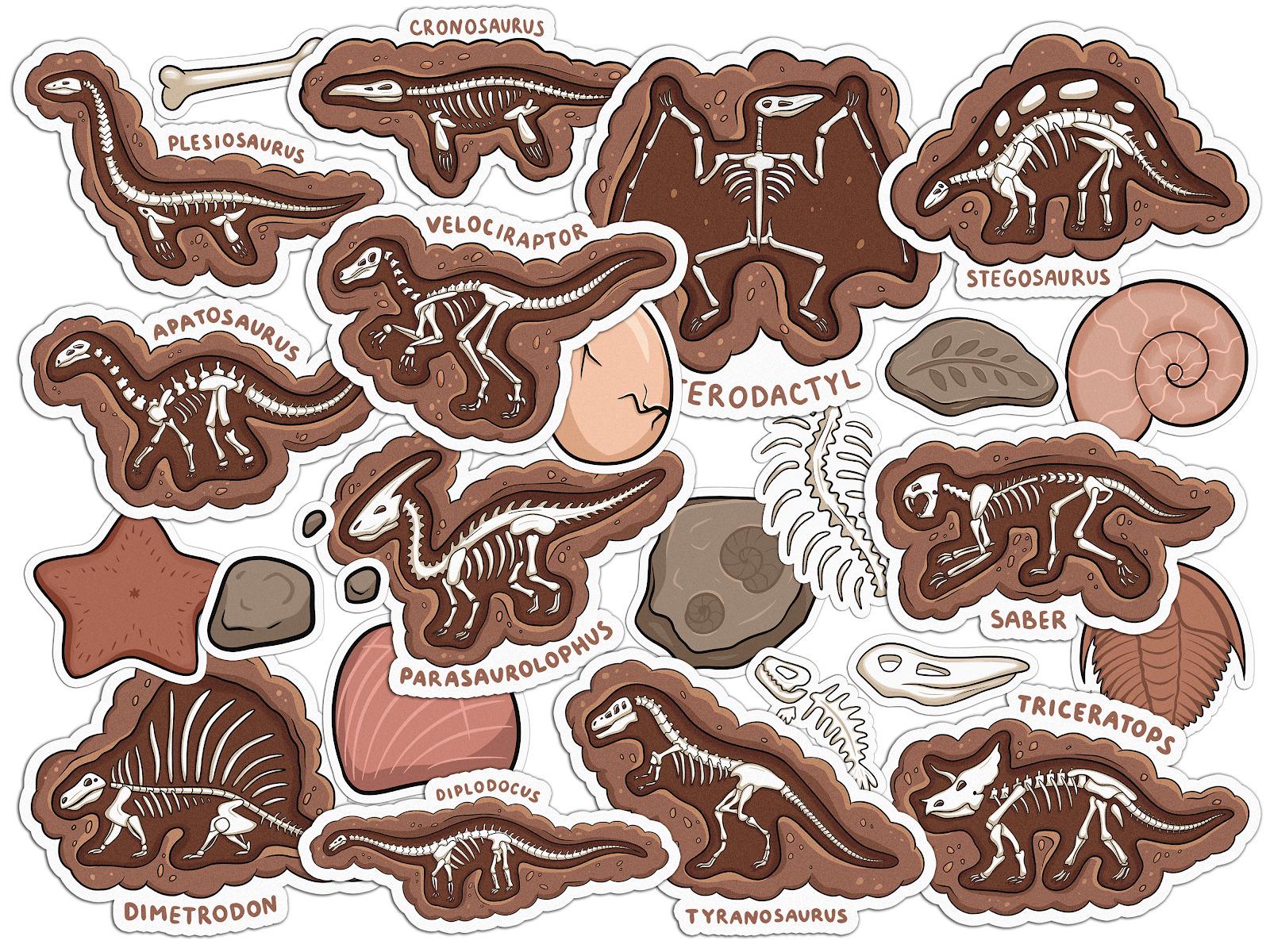 Набор стикеров Lex Altern Окаменелости динозавров виниловые 23 шт. - фото 2 Набор стикеров Lex Altern Окаменелости динозавров виниловые 23 шт. - фото 2