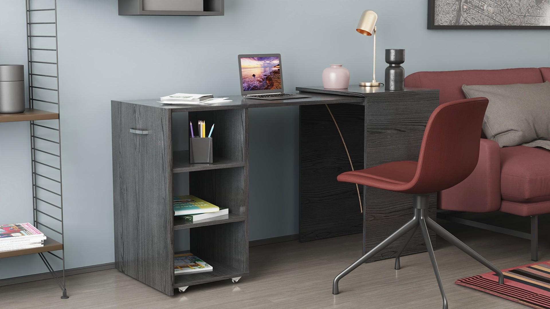 Стол-тумба трансформер Ferrum-decor Смарт 2/1 металл/ДСП 16 мм 750x1450x500 мм Черный/Бетон (FRD-105101) - фото 10