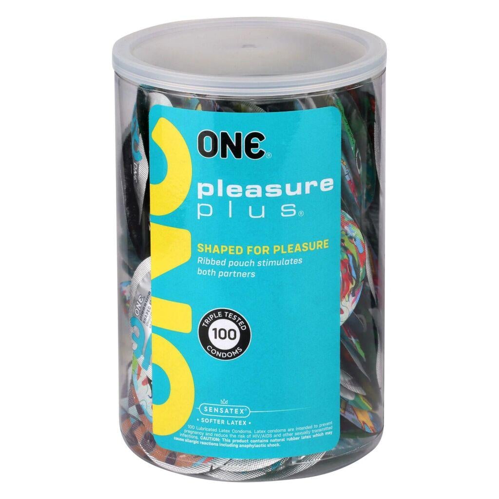 Презервативы ONE Pleasure Plus в банке 100 шт. (14000B)
