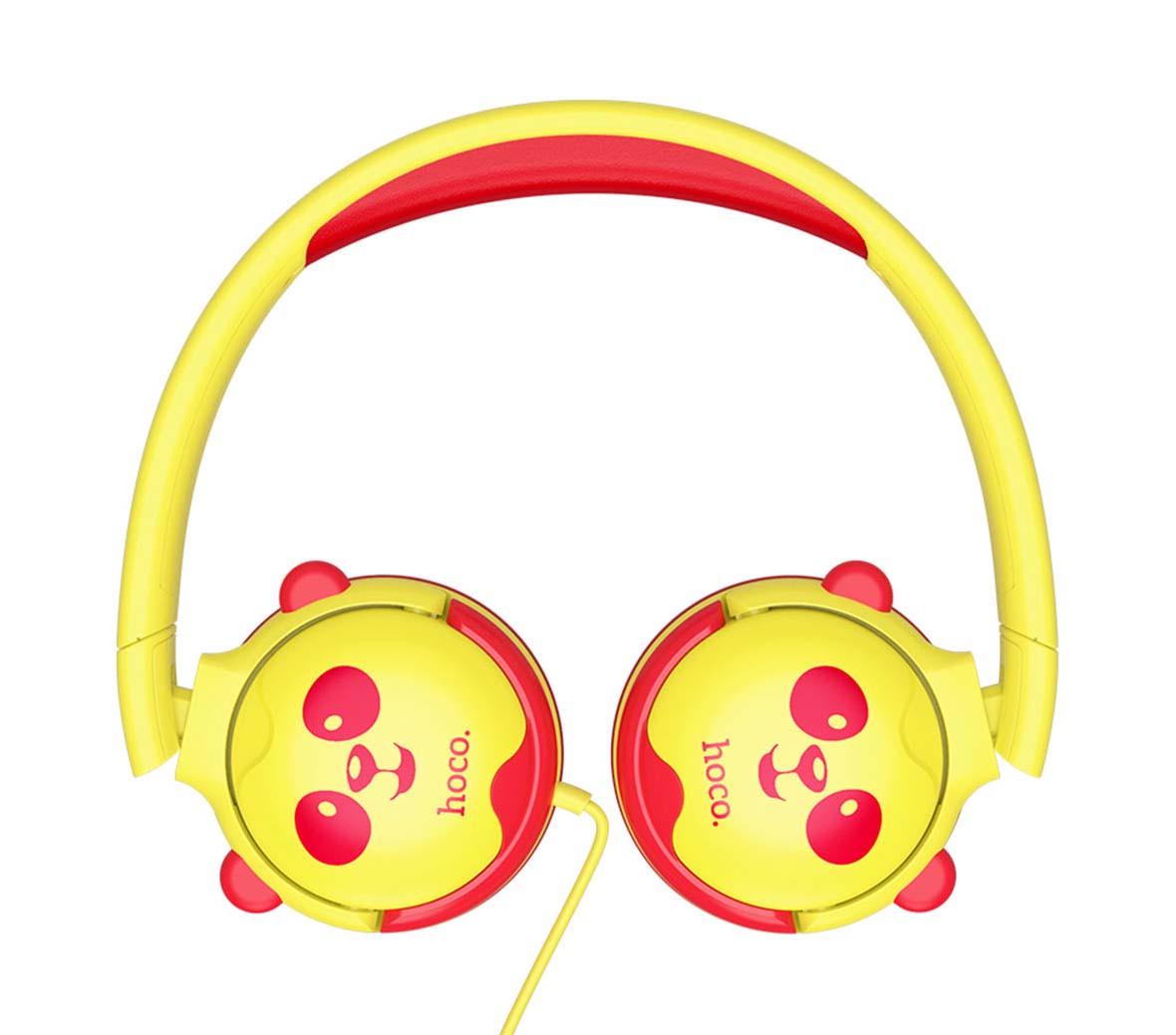 Навушники накладні провідні Hoco W31 Panda Cheerful Headphones Жовтий/Червоний (W31Yellow) - фото 3