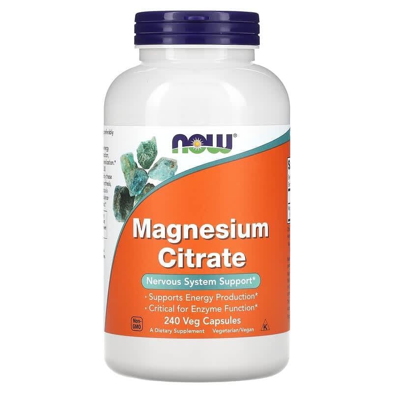 Магний цитрат Now Foods Magnesium Citrate поддержка нервной системы 240 растительных капс.