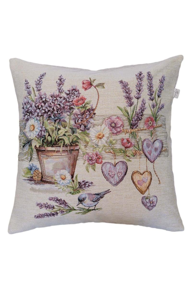 Наволочка гобеленовая Лавандовый сад Птичка в цветах 45х45 см (044304) Наволочка гобеленовая Лавандовый сад Птичка в цветах 45х45 см (044304)