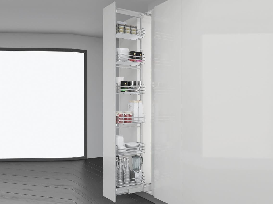 Колонна выдвижная в модуль INOXA Ellite 859AEY с 5 корзинами 450 мм 1860-2185 мм Хром/Белый (104080)