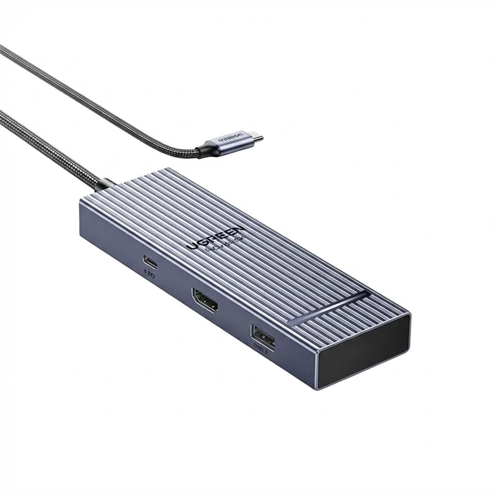 USB-хаб 7в1 UGREEN CM880 HDMI/DisplayPort/30 см Темно-серый (55610)