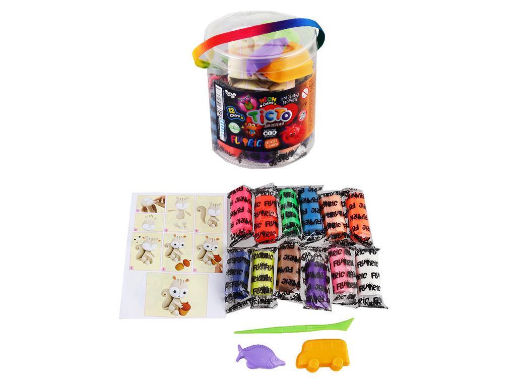 Творчість тісто для ліплення Danko Toys fluoric туба 12 кольорів (MTT-94507)