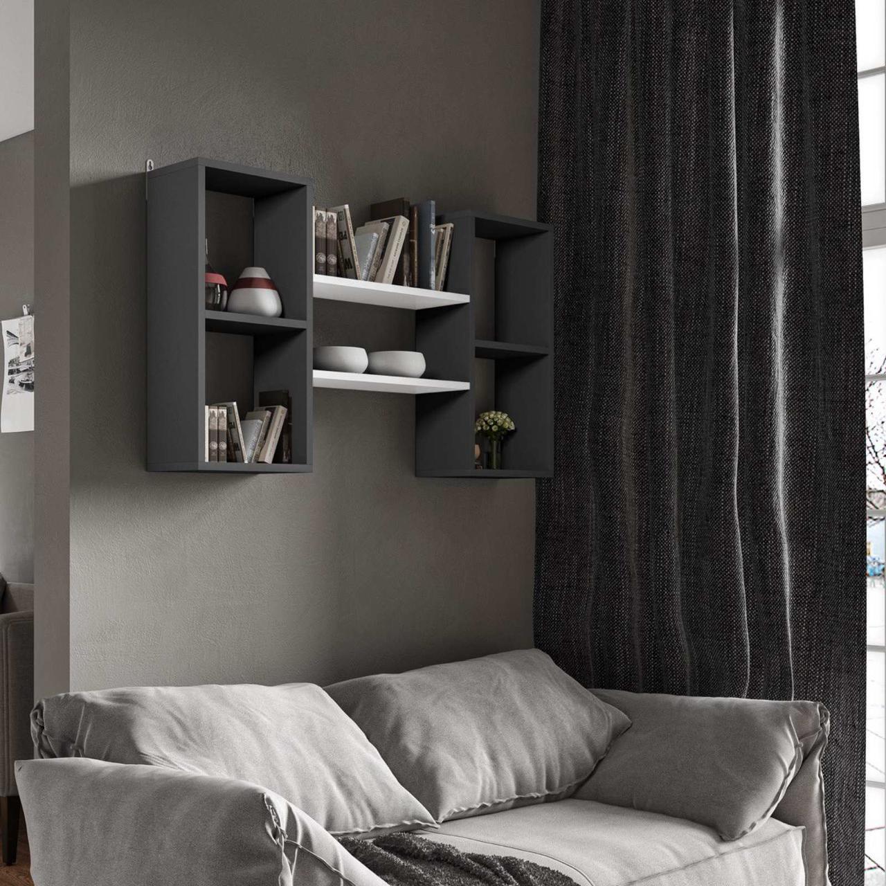 Полиця навісна Moreli T-11 1010x600x180 мм Антрацитовий/Білий (mo-t11-antracit-white)