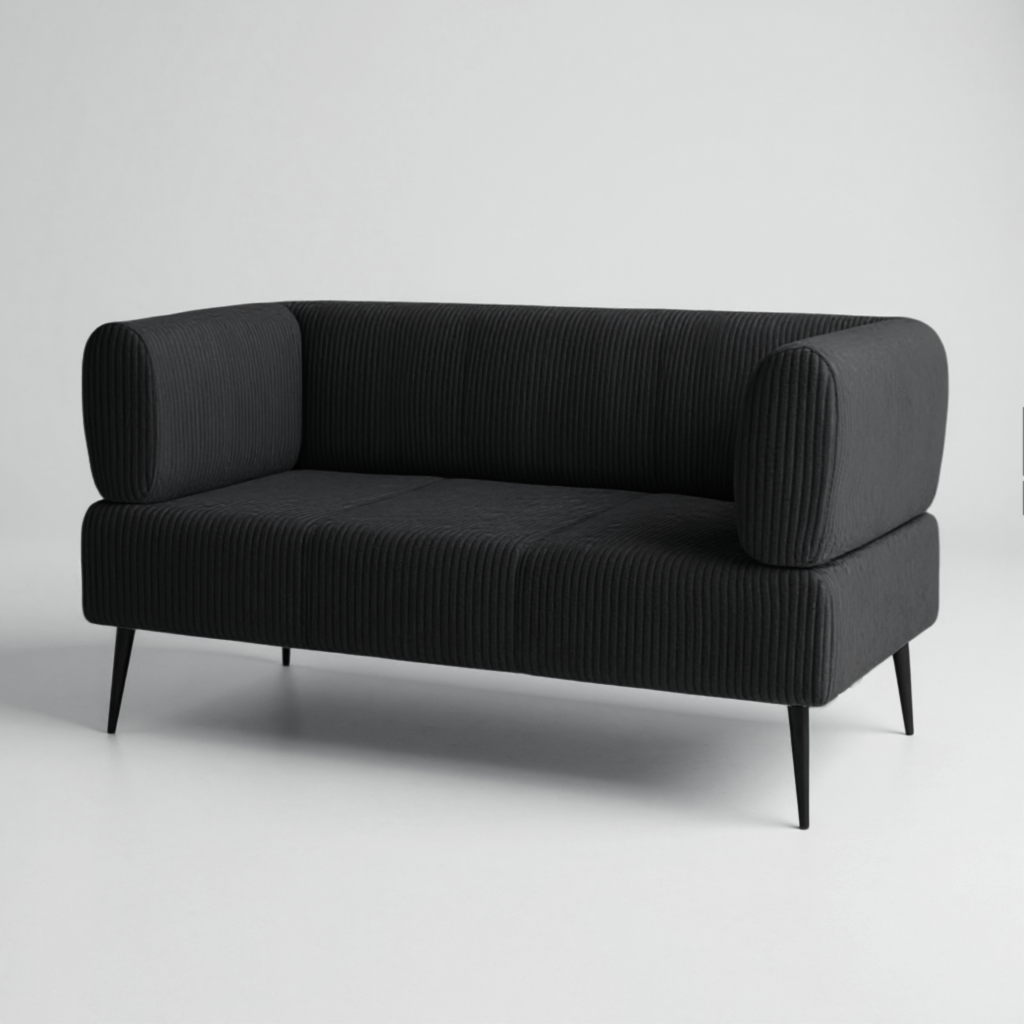 Диван офісний Tobi Sho Бенно-1 з підлокітниками велюр вельвет 1400х720х750 мм Lotus 100/Black