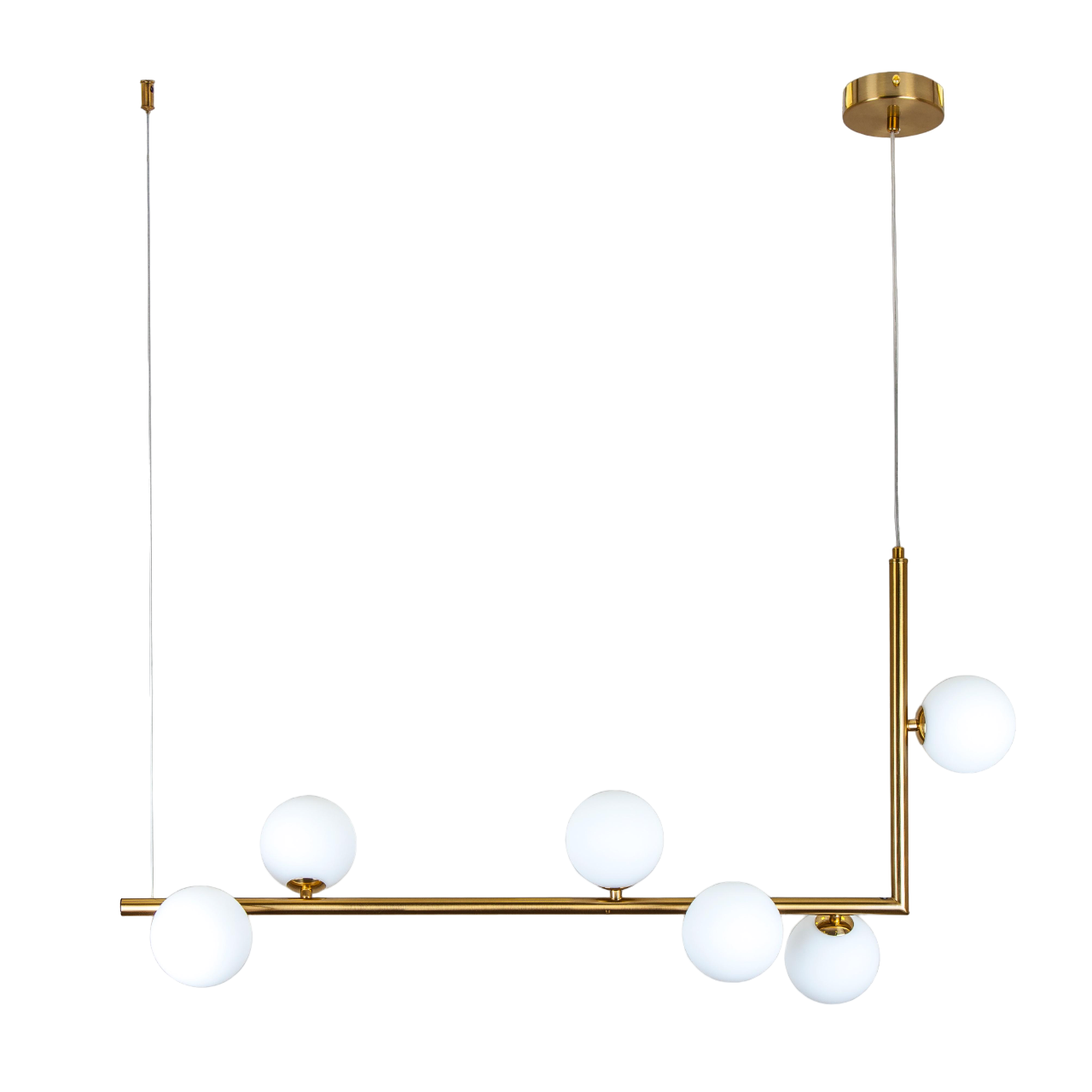Люстра довга на 6 ламп з білими кулями Бронзовий (61-V1026-6 BRZ+WH)