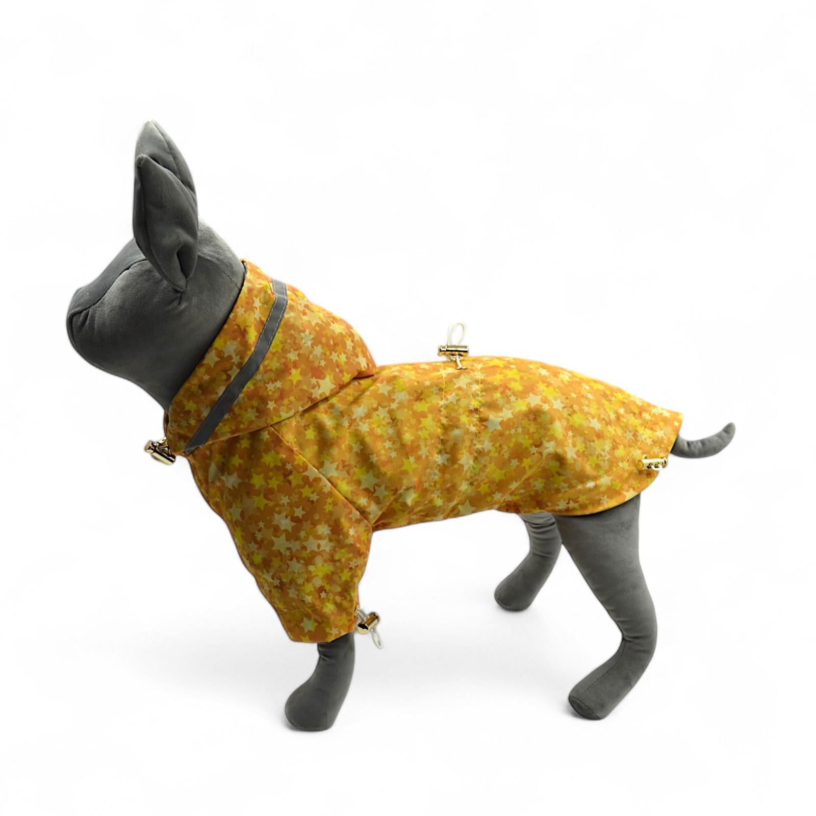 Дождевик с капюшоном для собак мелких пород бишон/шпиц/мальтипа XS принт (1501)