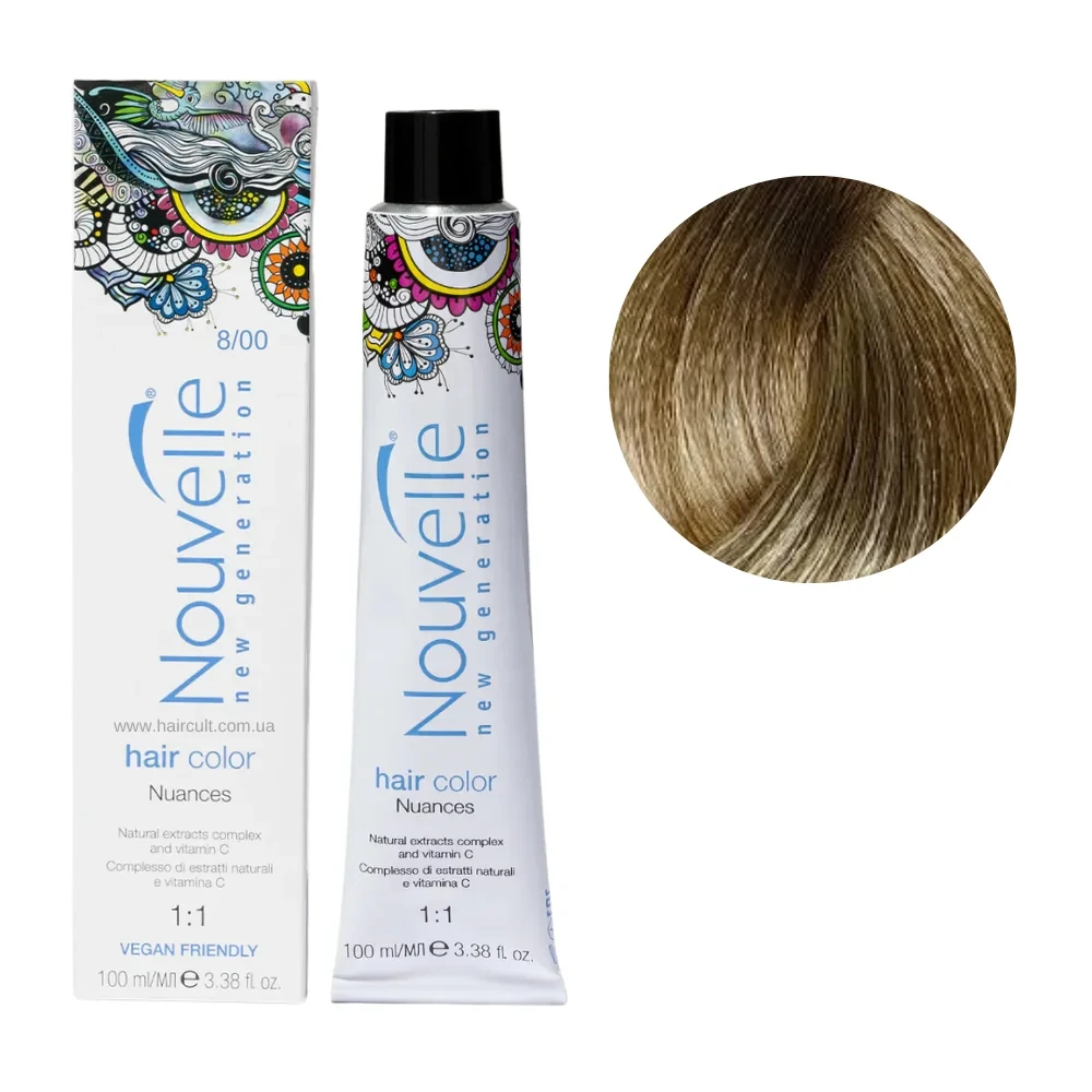 Краска для волос Nouvelle Hair Color 8/00 Очень светлый натуральный блонд холодный 100 мл
