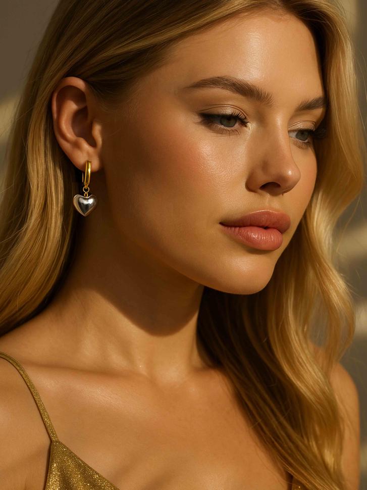 Серьги с сердцем биколор (4704)